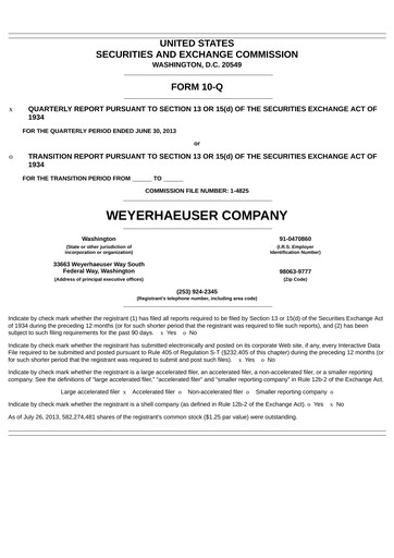 Thumbnail Weyerhaeuser
 Quarterly Report 2013-q2