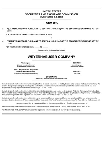 Thumbnail Weyerhaeuser
 Quarterly Report 2015-q3