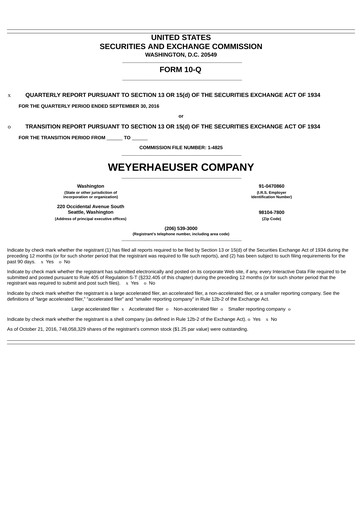 Thumbnail Weyerhaeuser
 Quarterly Report 2016-q3