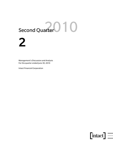 Thumbnail Intact Financial Quarterly Report 2010-q2
