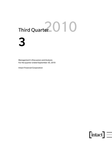 Thumbnail Intact Financial Quarterly Report 2010-q3