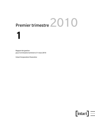 Thumbnail Intact Financial Quarterly Report 2010-q1