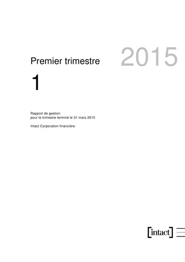 Thumbnail Intact Financial Quarterly Report 2015-q1