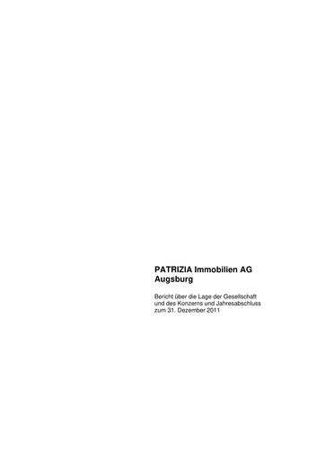 Thumbnail Patrizia Immobilien Financial Statement 2011