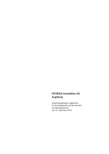 Thumbnail Patrizia Immobilien Financial Statement 2015