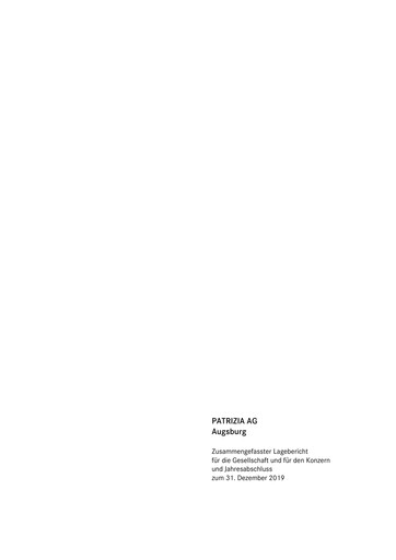 Thumbnail Patrizia Immobilien Financial Statement 2019