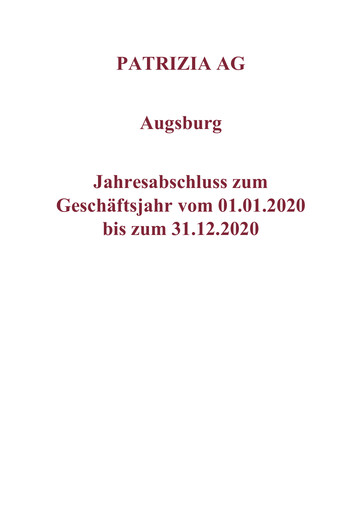 Vorschaubild Patrizia Immobilien Finanzmitteilung 2020