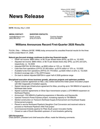 Vorschaubild Williams Companies
 Quartalsbericht 2026-q1