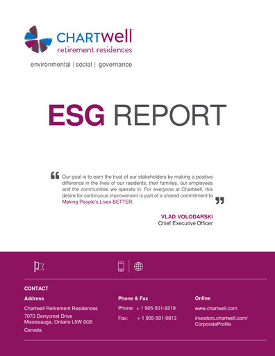 Thumbnail Chartwell Retirement Residences ESG Report 2020