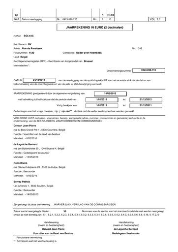 Thumbnail Solvac Financial Statement 2012