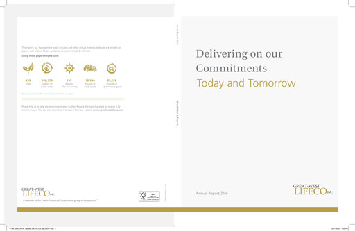 Thumbnail Great-West Lifeco
 Annual Report 2016