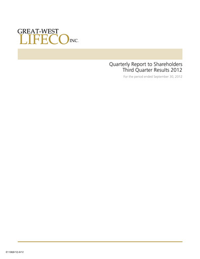 Thumbnail Great-West Lifeco
 Financial Statement 2012-9m