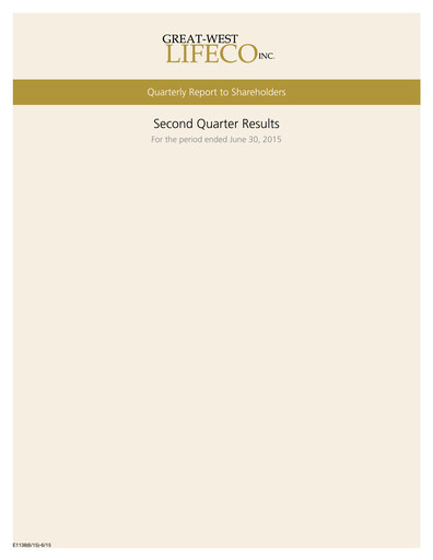 Thumbnail Great-West Lifeco
 Financial Statement 2015-h1