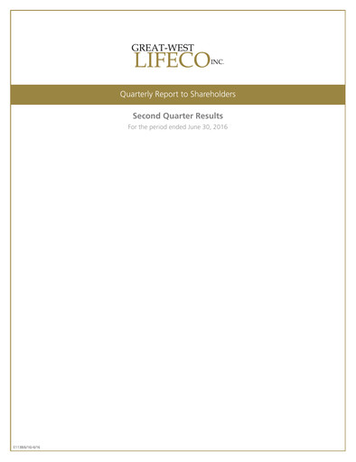 Thumbnail Great-West Lifeco
 Financial Statement 2016-h1