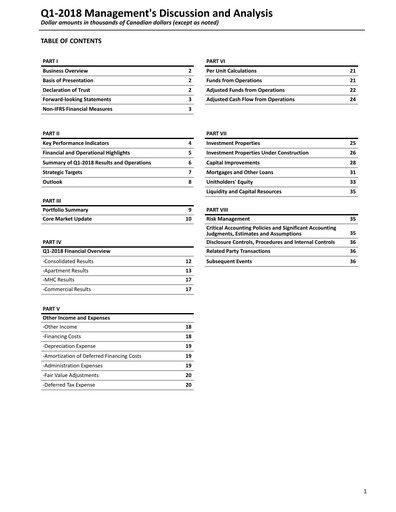 Thumbnail Killam Apartment REIT Quarterly Report 2018-q1