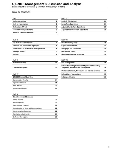 Thumbnail Killam Apartment REIT Quarterly Report 2018-q2