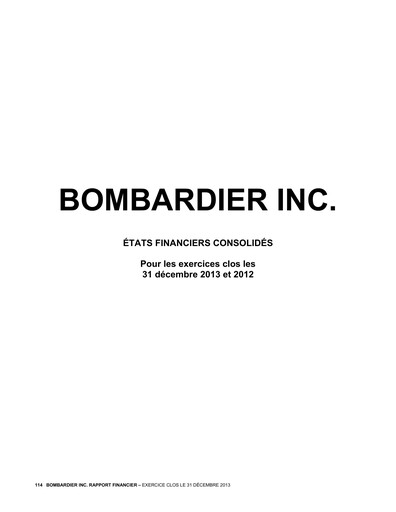 Thumbnail Bombardier Financial Statement 2013