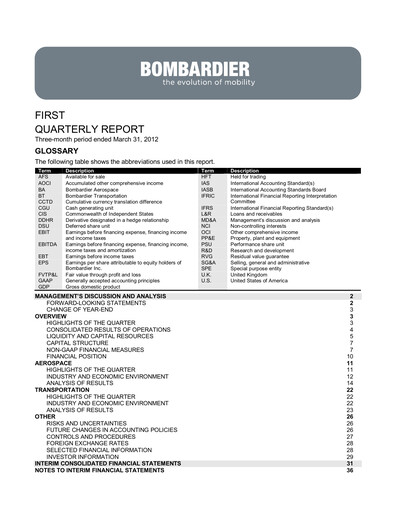 Thumbnail Bombardier Quarterly Report 2012-q1