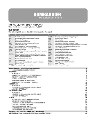 Thumbnail Bombardier Quarterly Report 2014-q3
