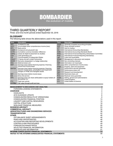 Thumbnail Bombardier Quarterly Report 2016-q3