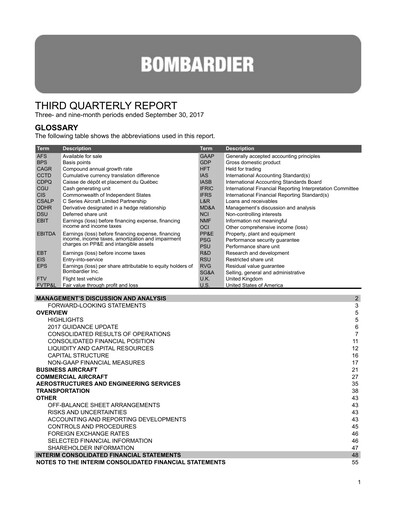 Thumbnail Bombardier Quarterly Report 2017-q3