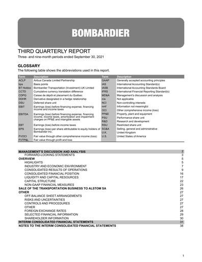 Vorschaubild Bombardier Quartalsbericht 2021-q3