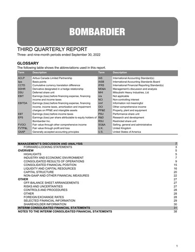 Thumbnail Bombardier Quarterly Report 2022-q3