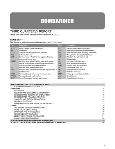 Vorschaubild Bombardier Quartalsbericht 2023-q3