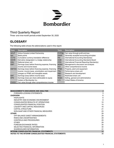 Vorschaubild Bombardier Quartalsbericht 2025-q3