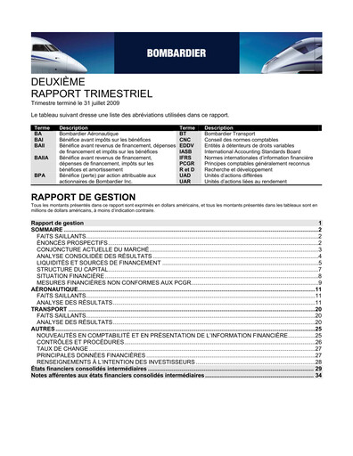 Thumbnail Bombardier Quarterly Report 2009-q2