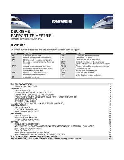 Thumbnail Bombardier Quarterly Report 2010-q2