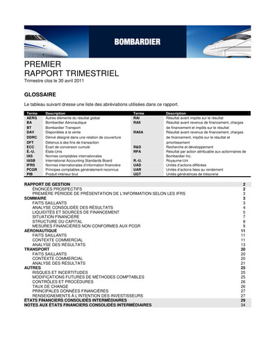 Thumbnail Bombardier Quarterly Report 2011-q1