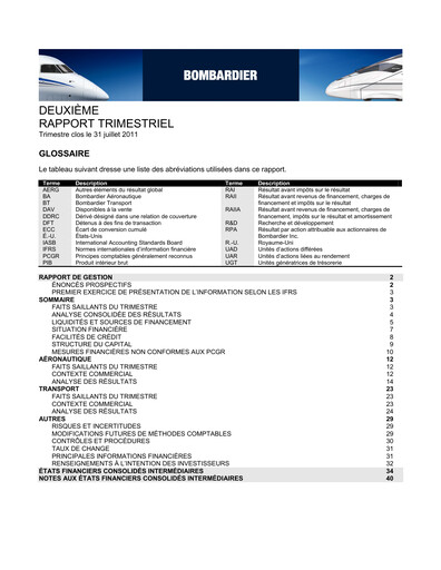 Thumbnail Bombardier Quarterly Report 2011-q2