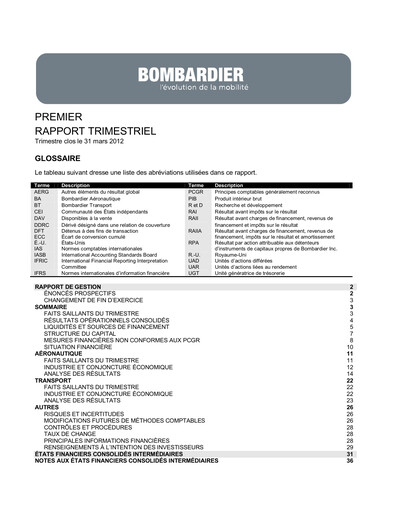 Thumbnail Bombardier Quarterly Report 2012-q1