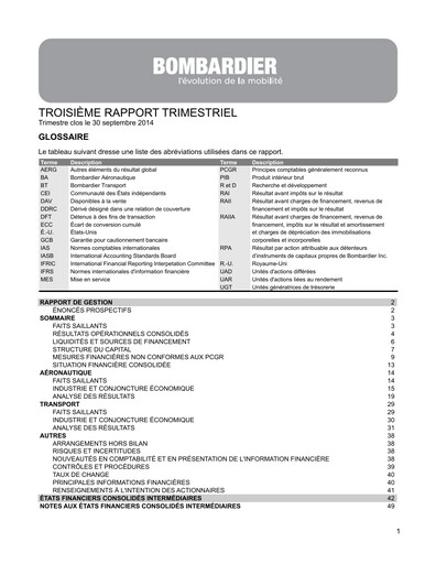 Thumbnail Bombardier Quarterly Report 2014-q3