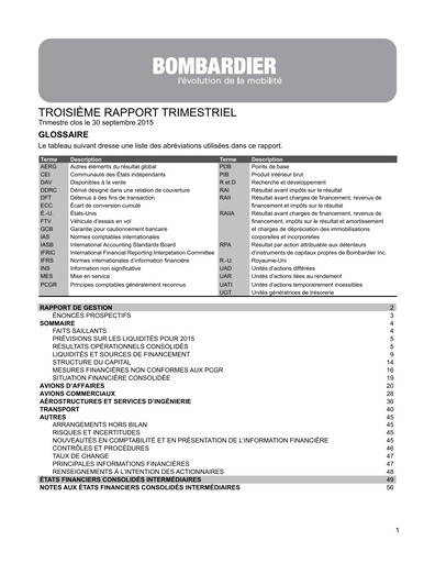 Thumbnail Bombardier Quarterly Report 2015-q3