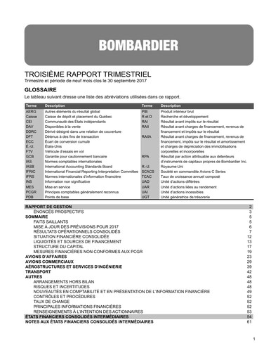 Thumbnail Bombardier Quarterly Report 2017-q3