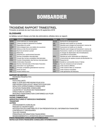 Thumbnail Bombardier Quarterly Report 2018-q3