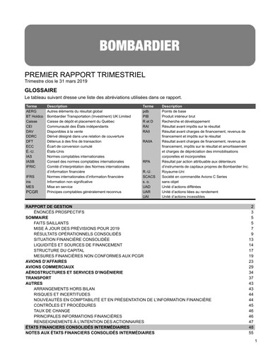 Thumbnail Bombardier Quarterly Report 2019-q1