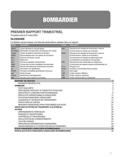 Thumbnail Bombardier Quarterly Report 2021-q1