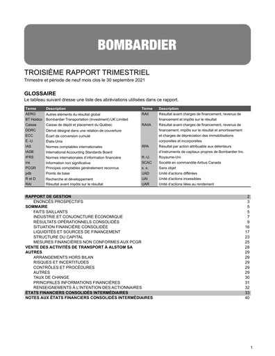 Thumbnail Bombardier Quarterly Report 2021-q3