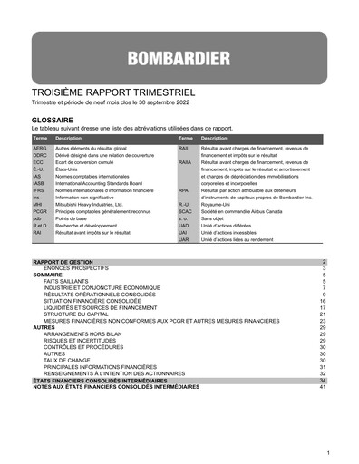 Thumbnail Bombardier Quarterly Report 2022-q3