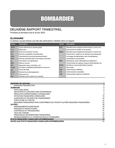 Thumbnail Bombardier Quarterly Report 2023-q2