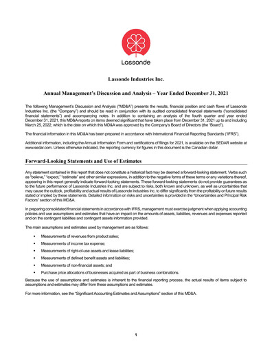 Thumbnail Lassonde Industries Annual Report 2021