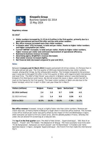 Vorschaubild Kinepolis Group  Quartalsbericht 2014-q1