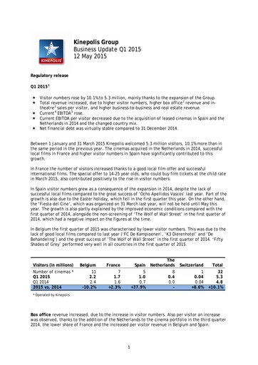 Vorschaubild Kinepolis Group  Quartalsbericht 2015-q1