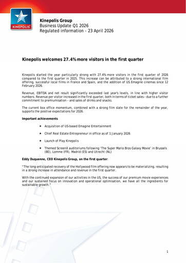 Thumbnail Kinepolis Group  Quarterly Report 2026-q1