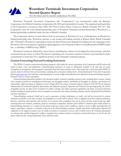 Thumbnail Westshore Terminals Investment Quarterly Report 2022-q2