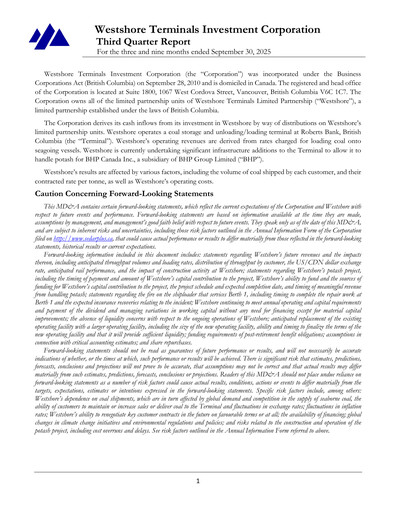 Thumbnail Westshore Terminals Investment Quarterly Report 2025-q3