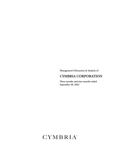 Thumbnail Cymbria Quarterly Report 2023-q3